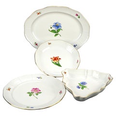 Vintage Four Floral Decorated Herend Porcelain Serving Pieces, 20th C