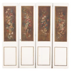 Four floral paint decorated wood panels c. 1930. 