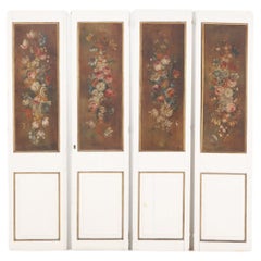 Four floral paint decorated wood panels c. 1930.
