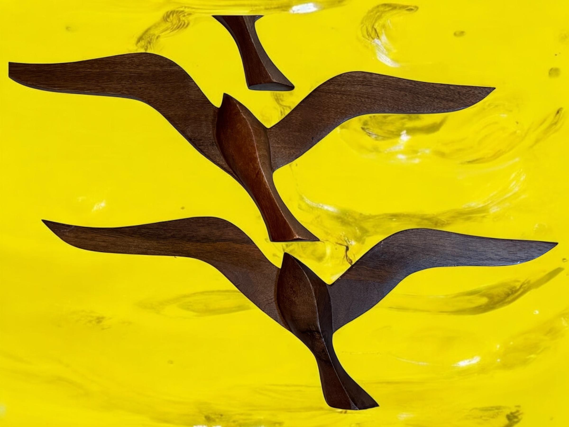 Vier fliegende Schwalben, Vögel, Holz, Mid-Century-Wandschmuck, Vintage, 1960er Jahre im Angebot 8