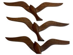 Quattro rondini volanti Wood Woods Decorazione da parete del metà del secolo scorso, vintage, anni '60