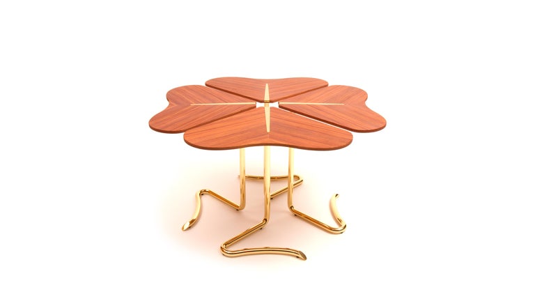 Modern Four for Luck Coffee Table, Rosewood Brass, Insidherland by Joana Santos Barbosa For Sale