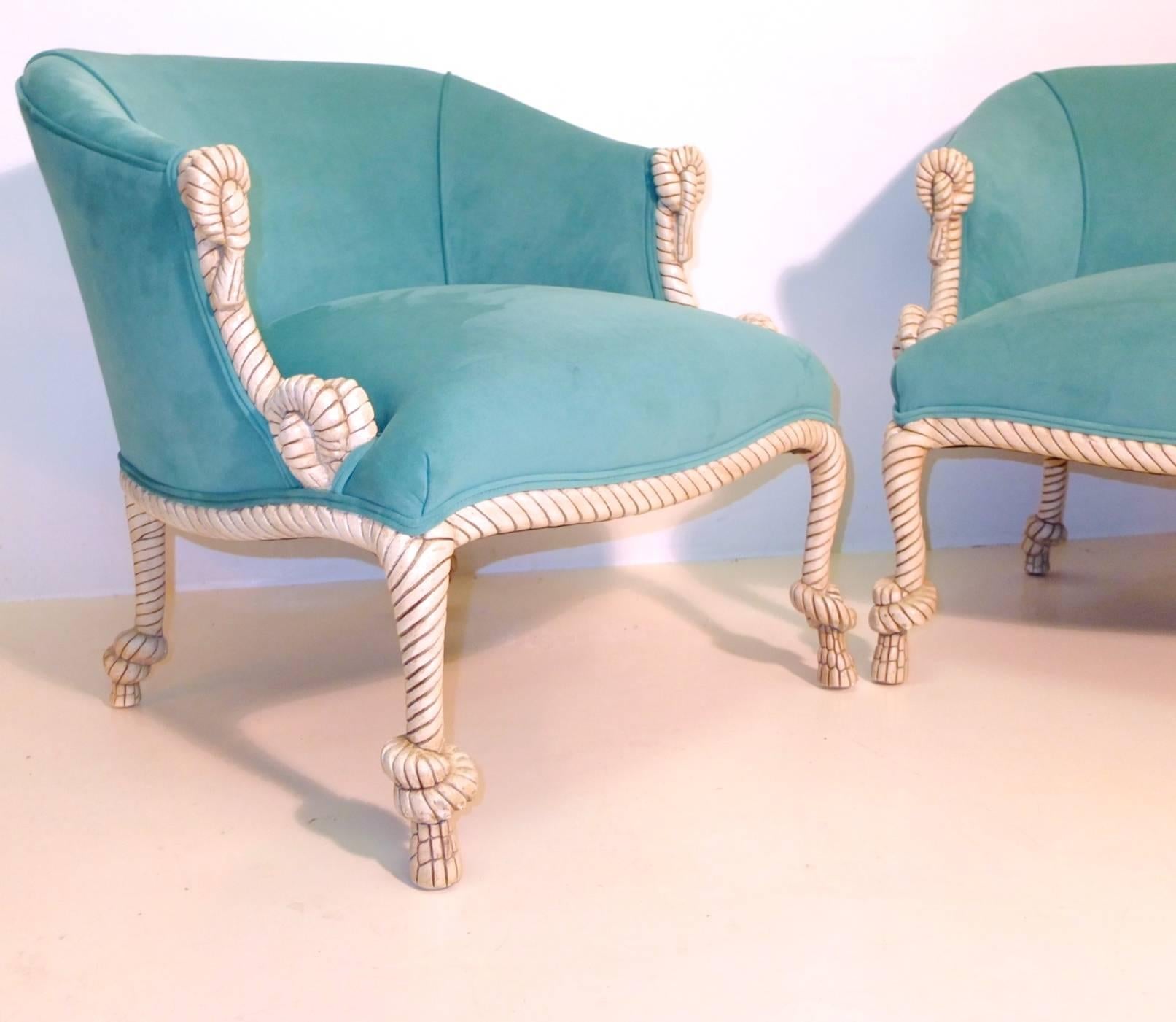 Four Fournier Style Rope and Tassel Barrel Chairs In Excellent Condition In Hanover, MA