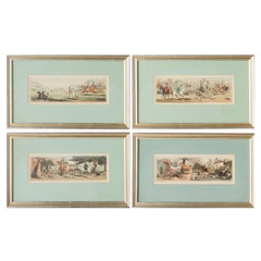 Four Framed Antique English Hand Colored Equestrian Engravings Pollard & Sons