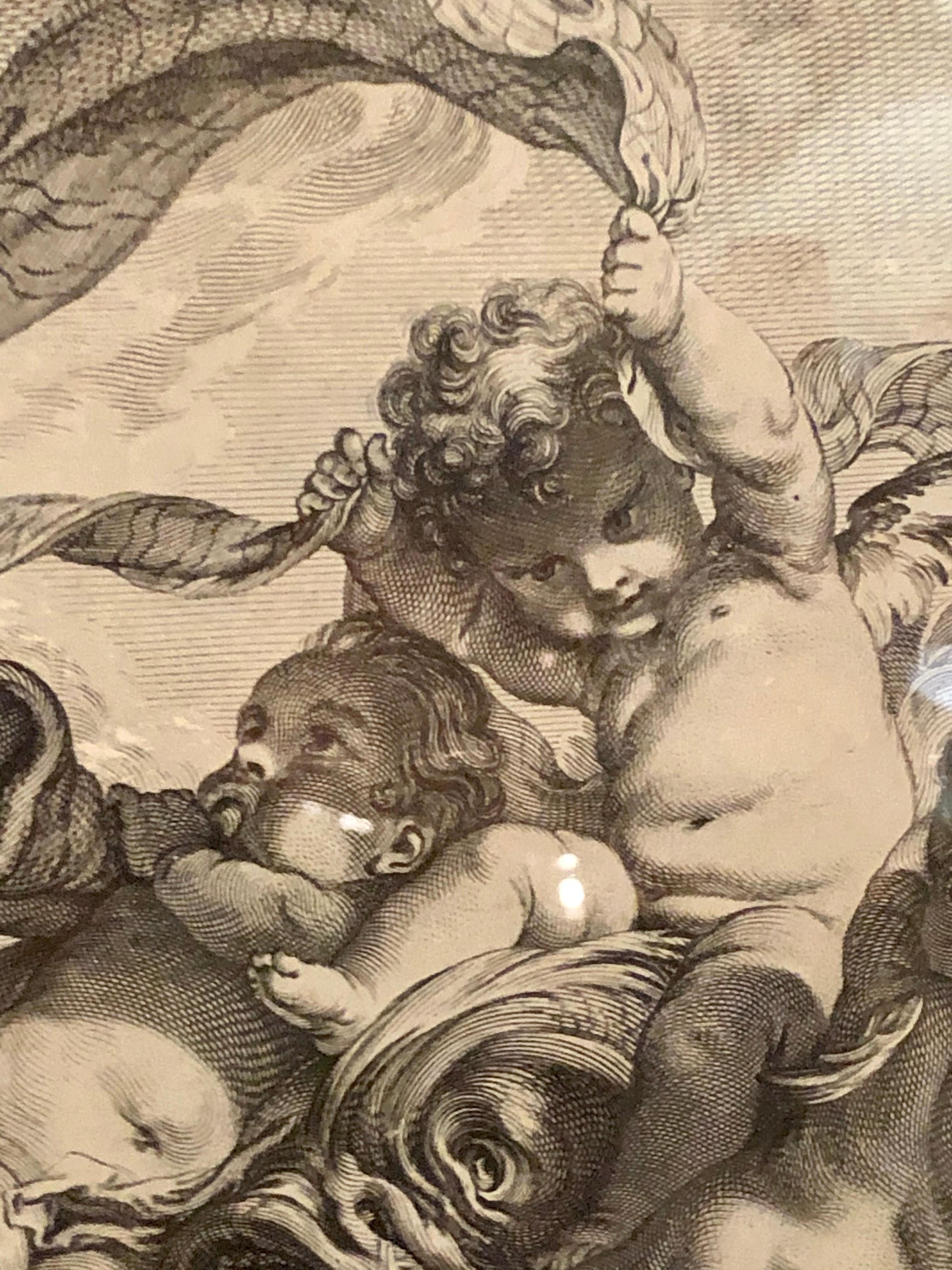 Four Framed Elements “Putti” Etchings after François Boucher’s 3