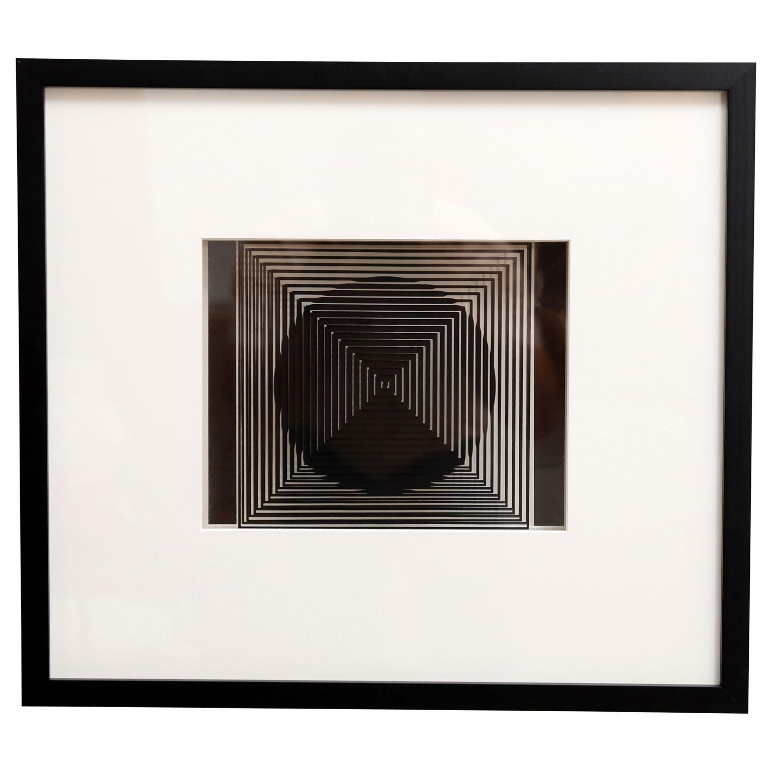 Four Framed Vasarely Prints, Cinétiques 1