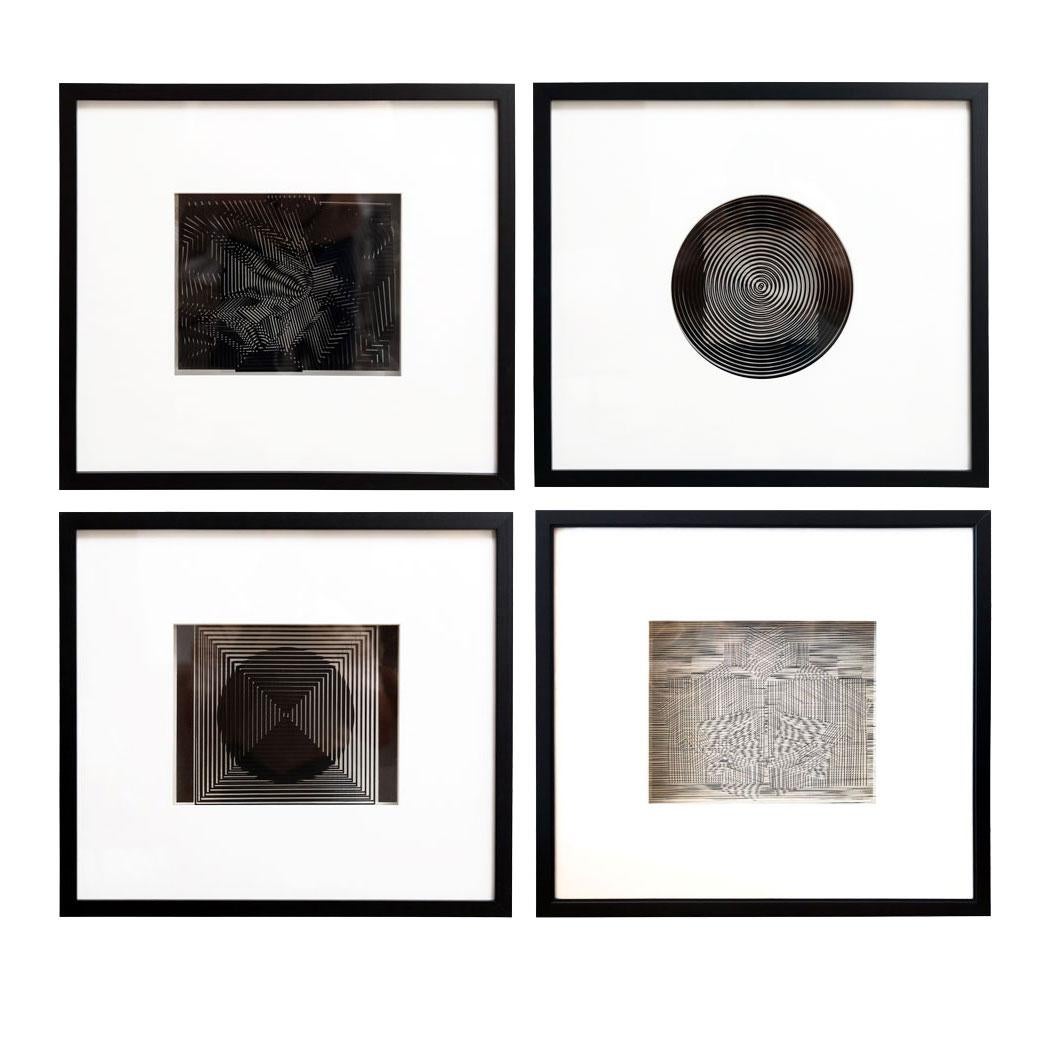 Four Framed Vasarely Prints, Cinétiques 8