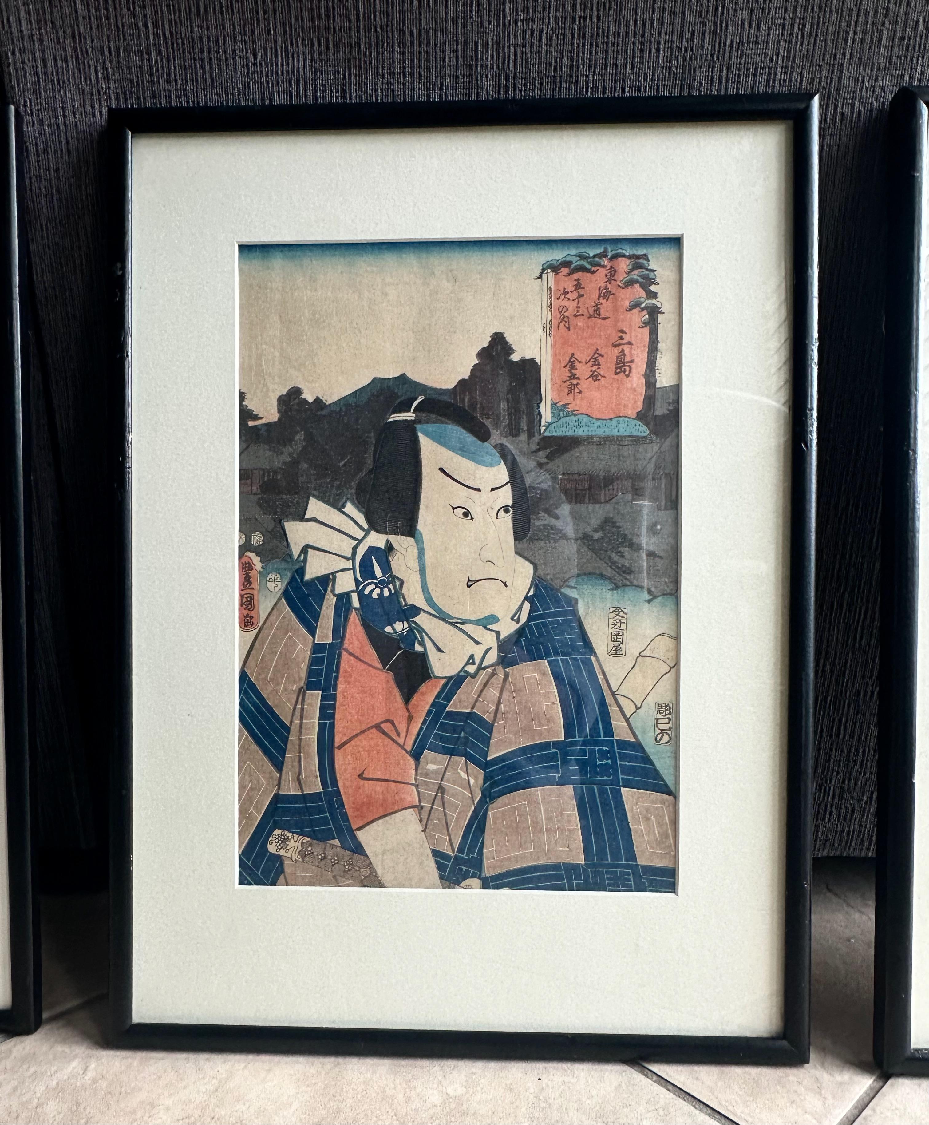 Gerahmte Holzschnitte von Utagawa Kunisada  Edo-Periode im Angebot 5