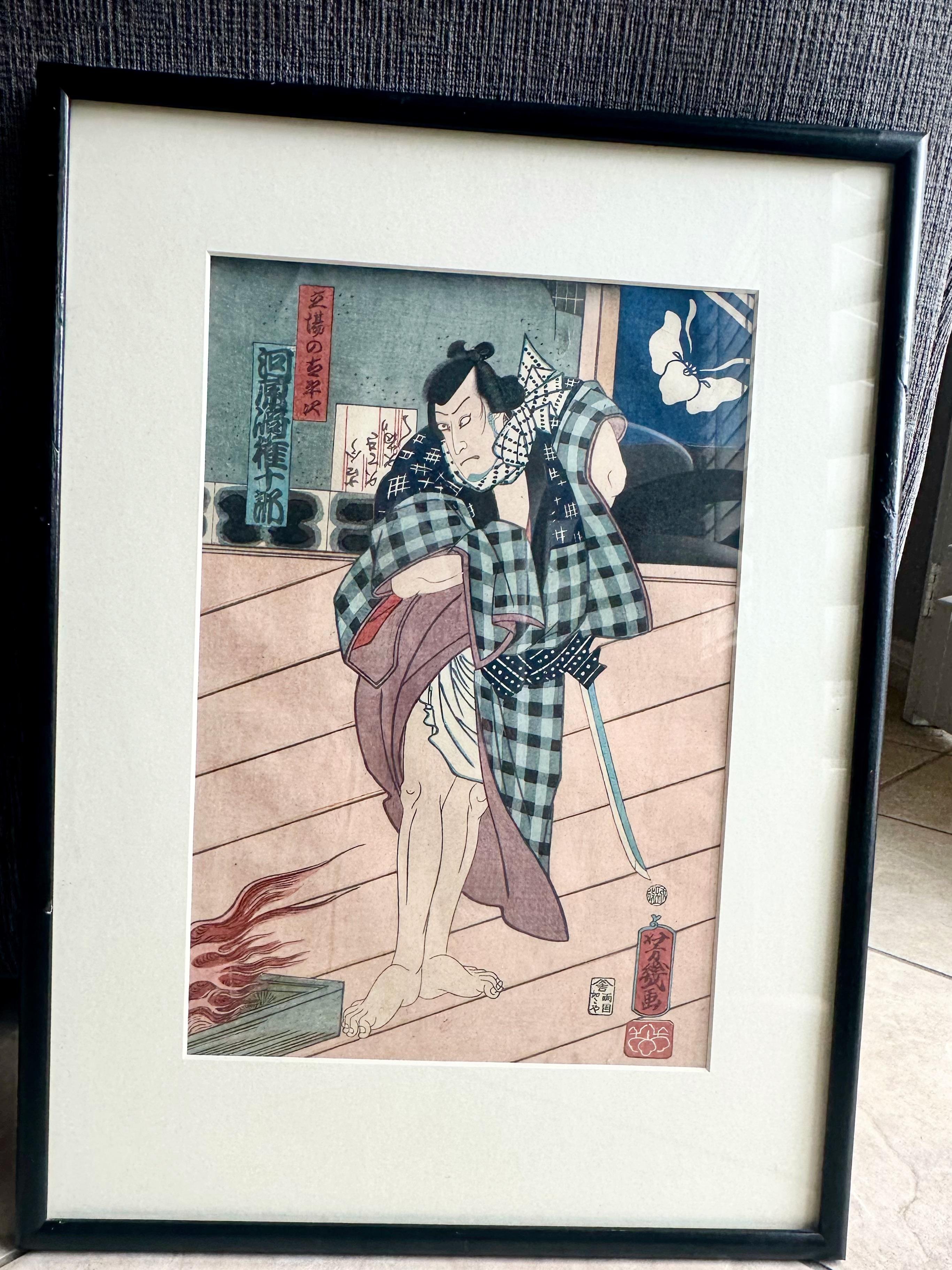 Gerahmte Holzschnitte von Utagawa Kunisada  Edo-Periode im Angebot 9
