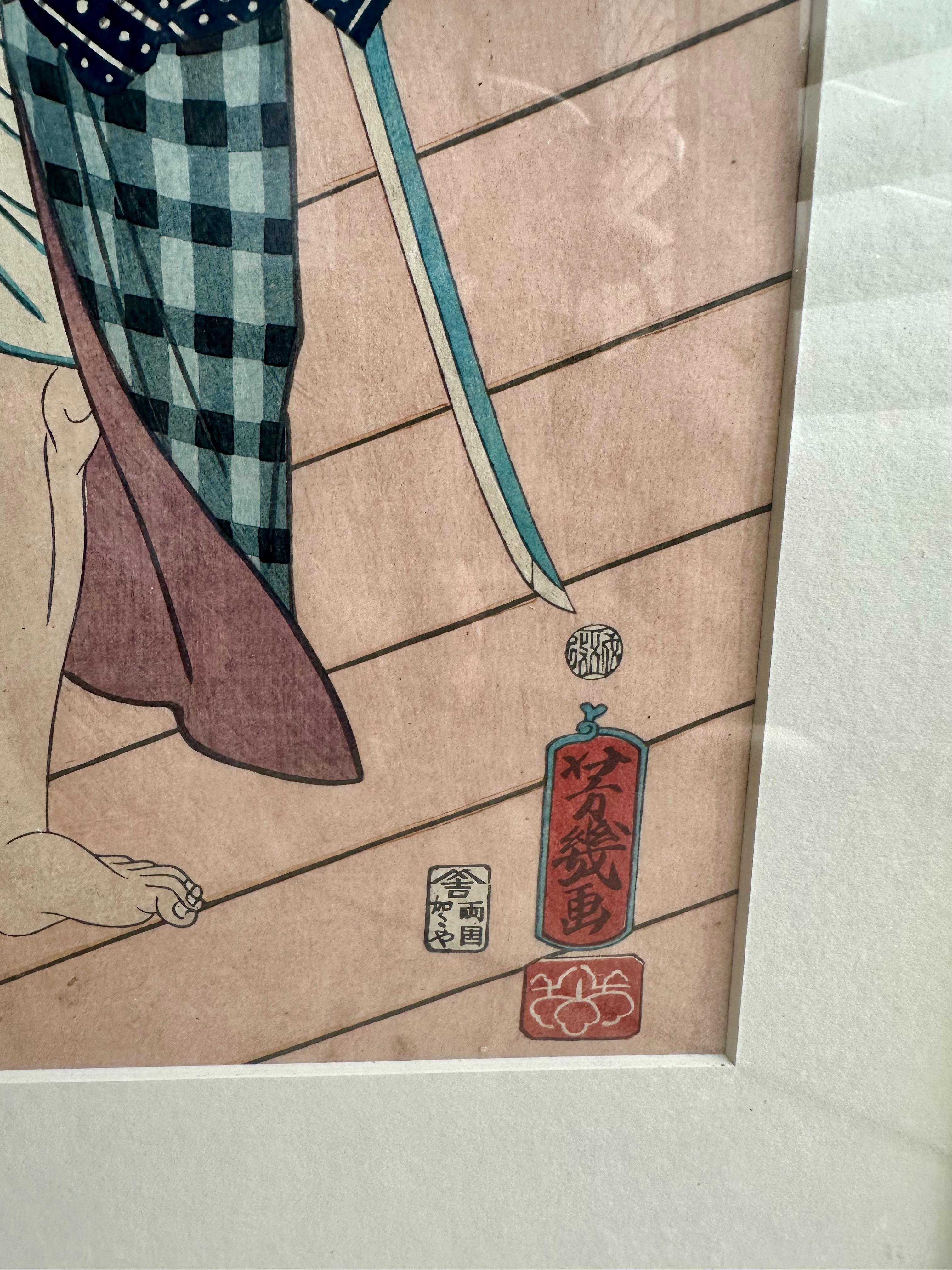 Gerahmte Holzschnitte von Utagawa Kunisada  Edo-Periode im Angebot 10