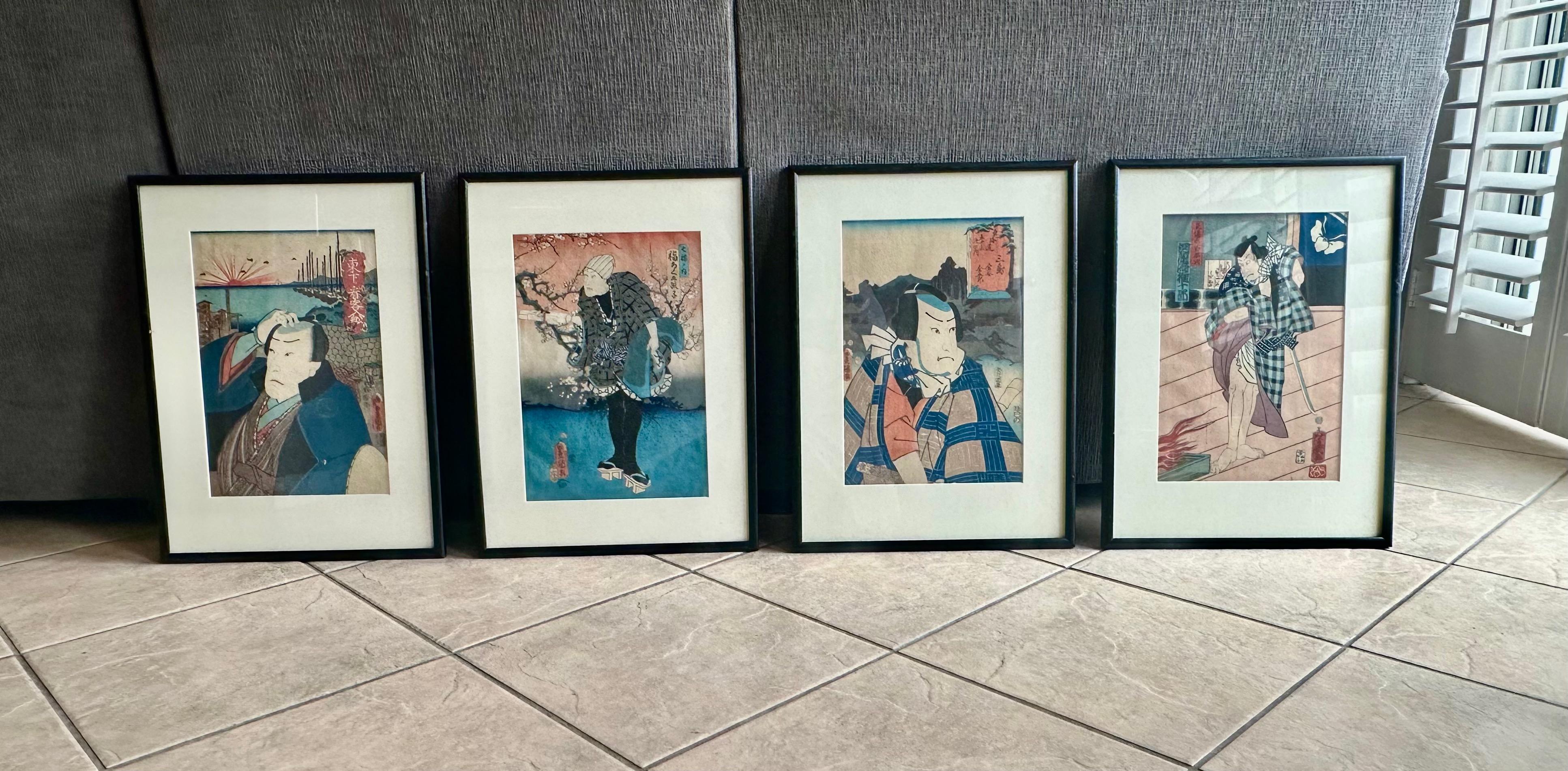 Gerahmte Holzschnitte von Utagawa Kunisada  Edo-Periode im Angebot 14