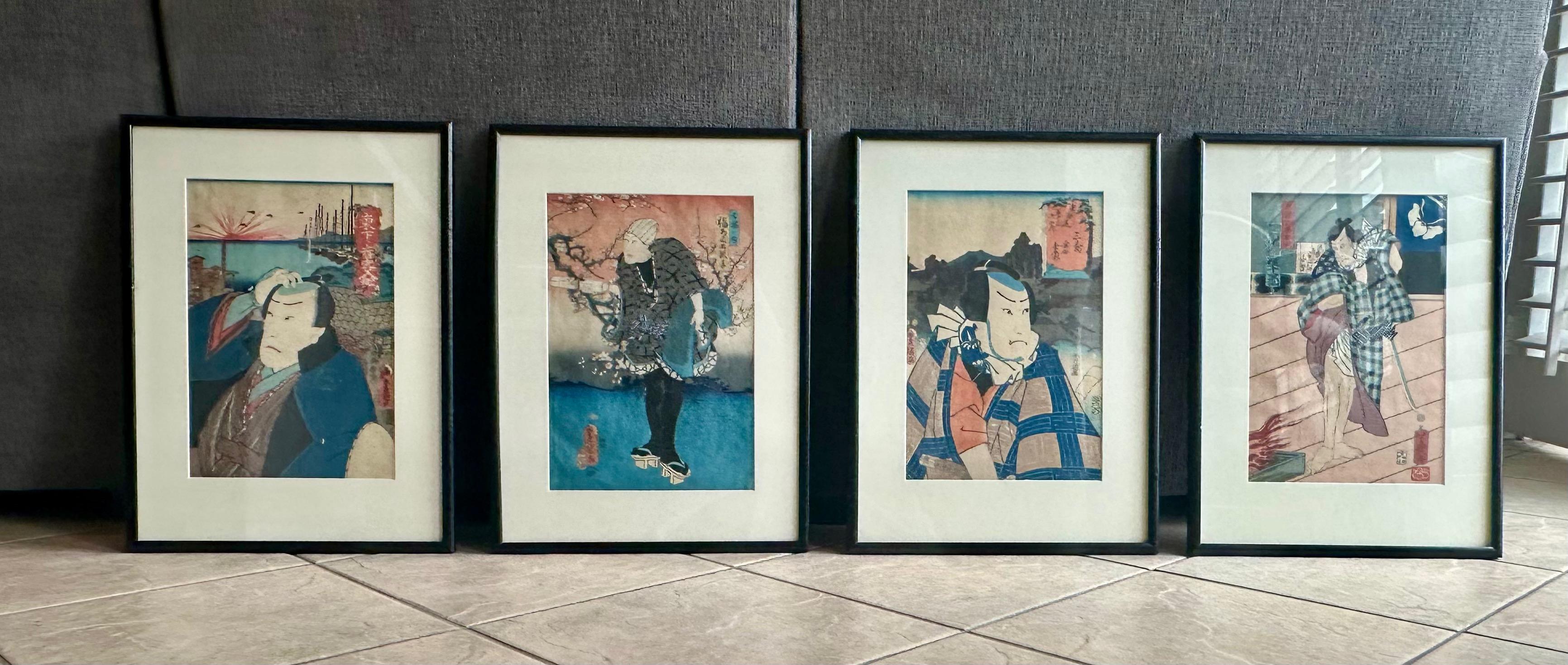 Gerahmte Holzschnitte von Utagawa Kunisada  Edo-Periode (Japanisch) im Angebot