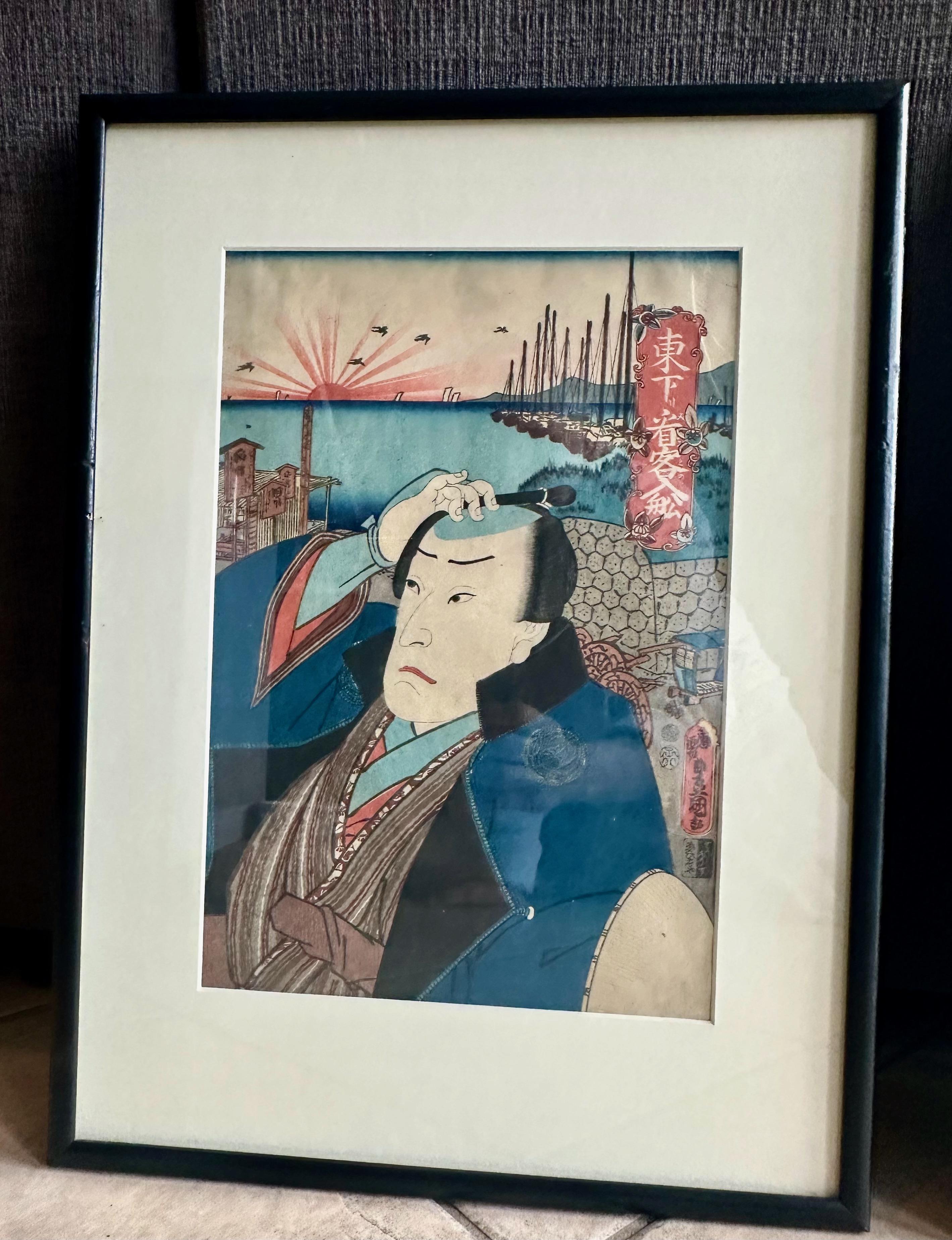 Gerahmte Holzschnitte von Utagawa Kunisada  Edo-Periode im Zustand „Gut“ im Angebot in Palm Springs, CA