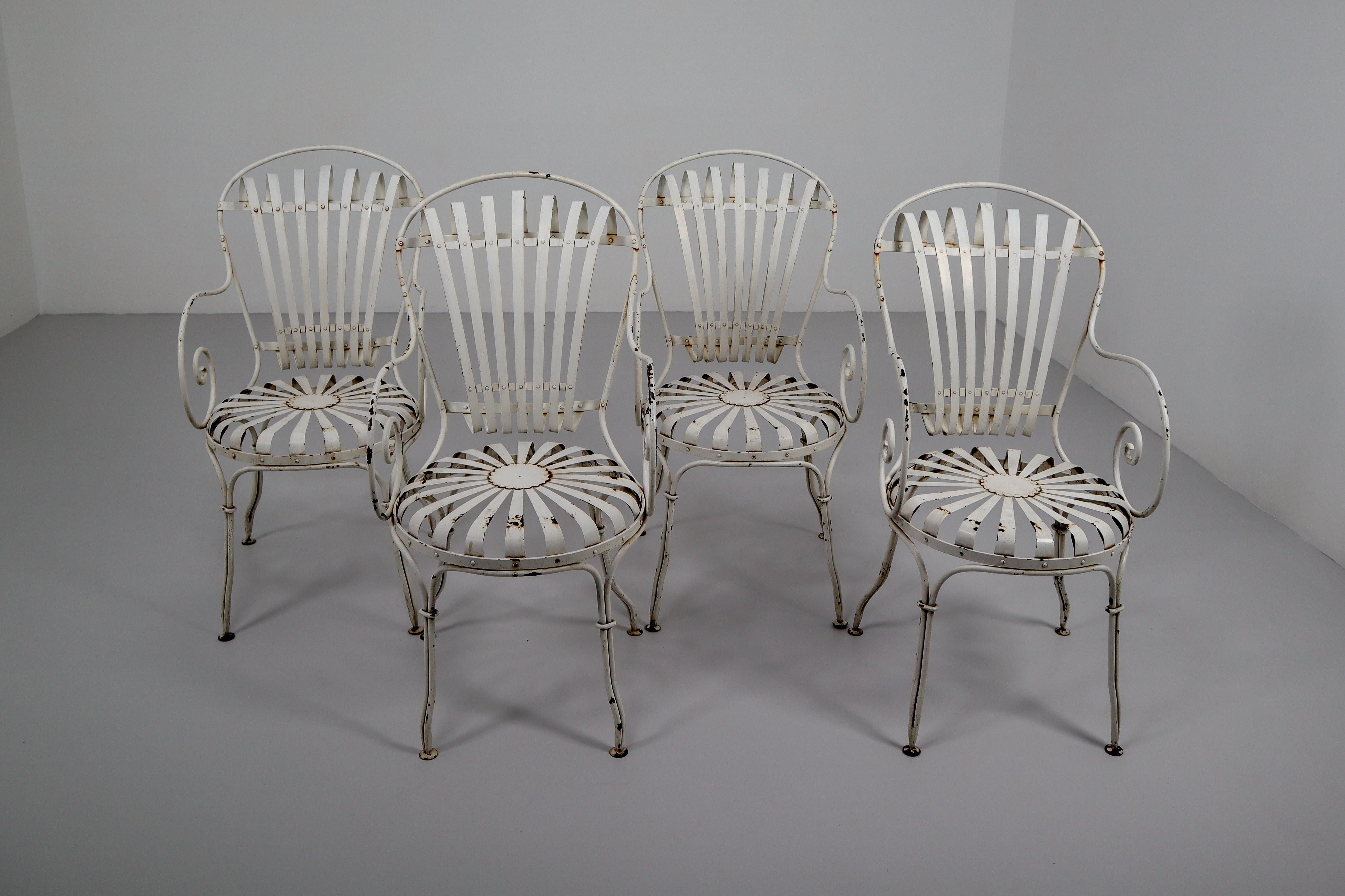 French Four Francois Carre Garden Chairs Commissioned by Le Corbusier, France, 1930s