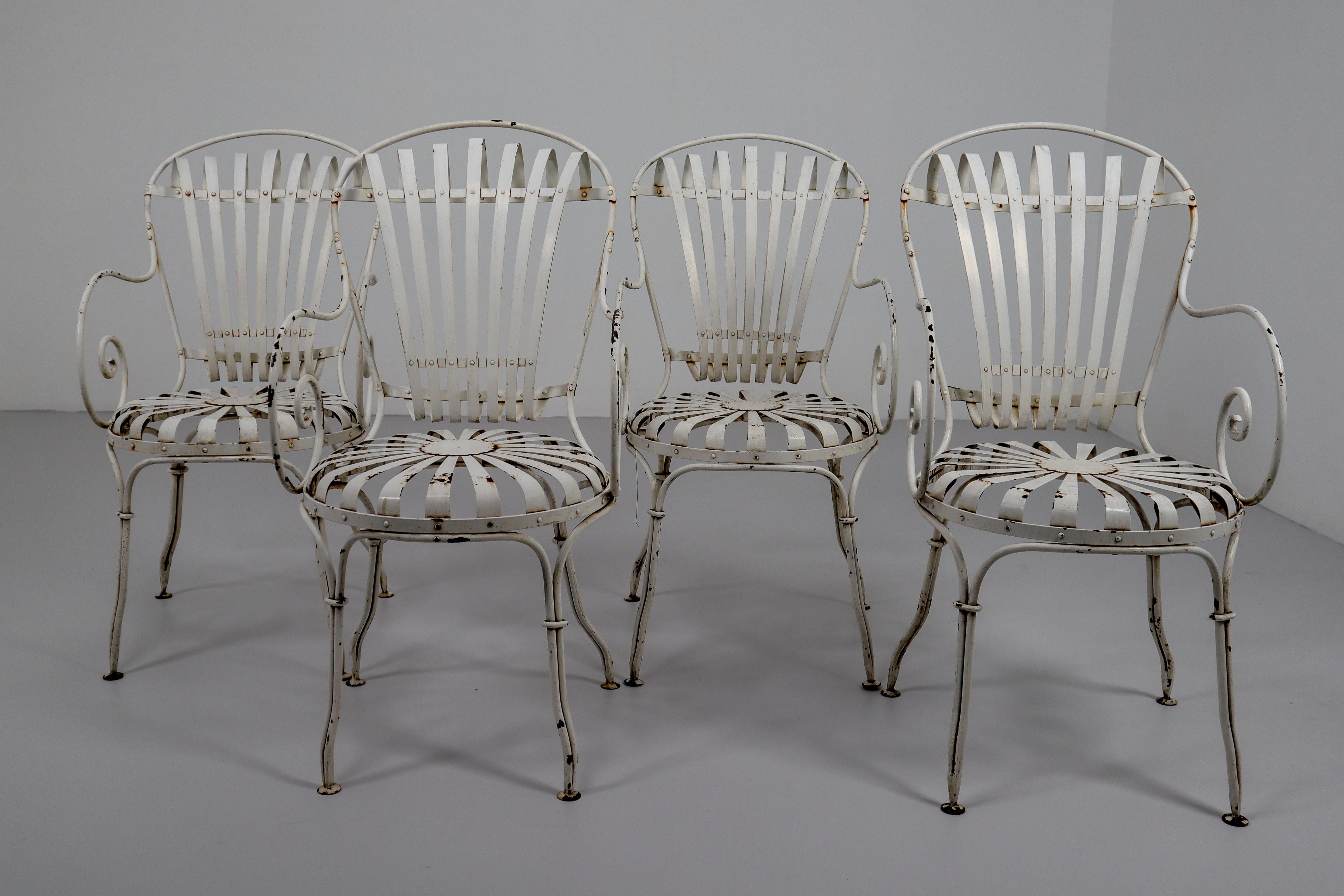 Four Francois Carre Garden Chairs Commissioned by Le Corbusier, France, 1930s In Good Condition In Almelo, NL