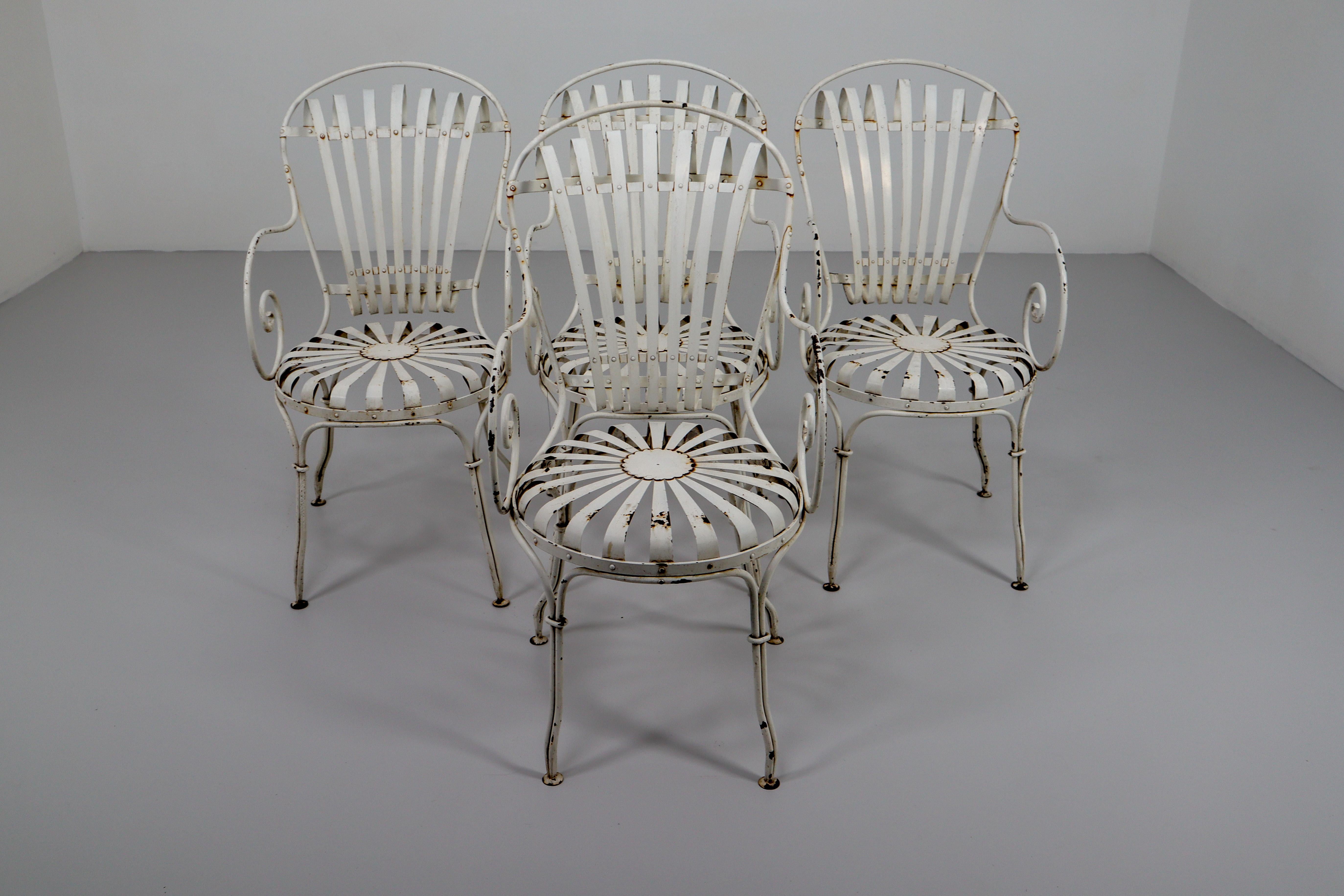 20th Century Four Francois Carre Garden Chairs Commissioned by Le Corbusier, France, 1930s