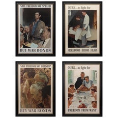 "Four Freedoms" Complete Set of Vintage Norman Rockwell Posters, 1943