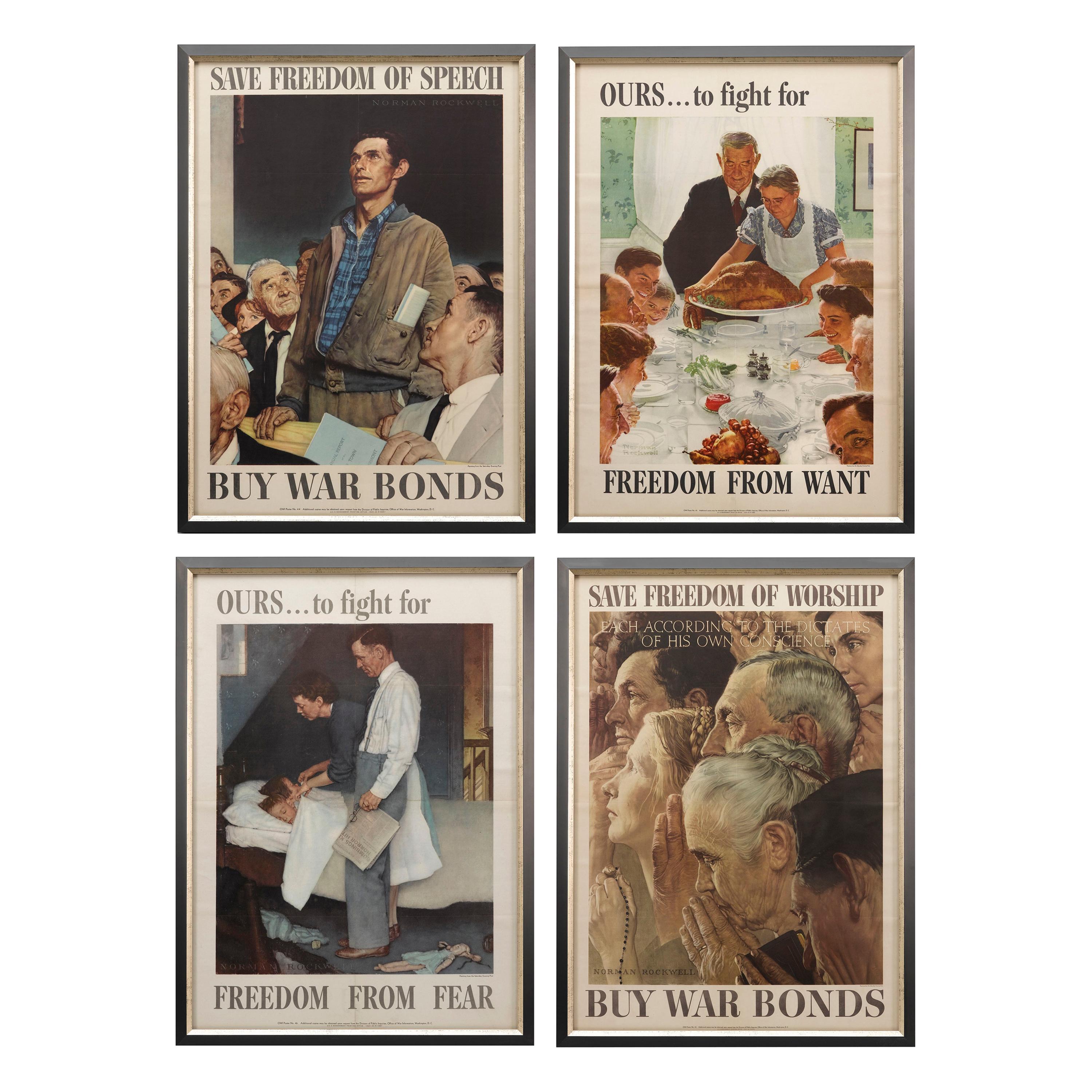 "Four Freedoms" Complete Set of Vintage Norman Rockwell Posters