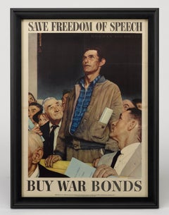"Four Freedoms" Set of 4 Norman Rockwell World War II Bond Posters, circa 1942