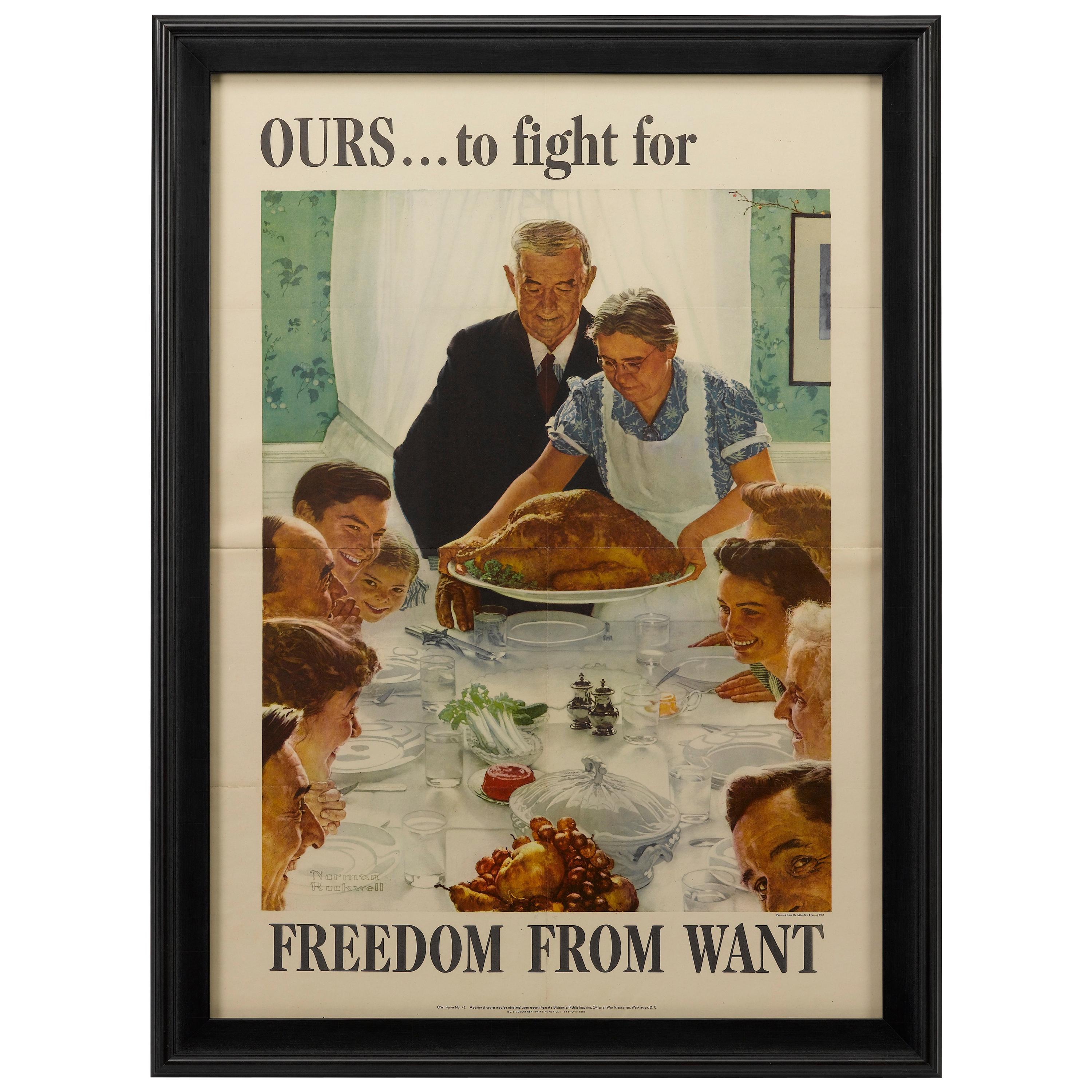 "Four Freedoms" Set of 4 Norman Rockwell World War II Bond Posters, circa 1942