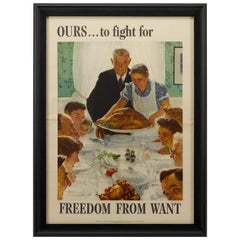 Vintage "Four Freedoms" Set of 4 Norman Rockwell World War II Bond Posters, circa 1942