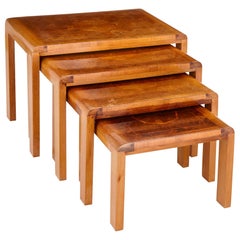 Four French Art Deco Parquetry Top Nesting Tables