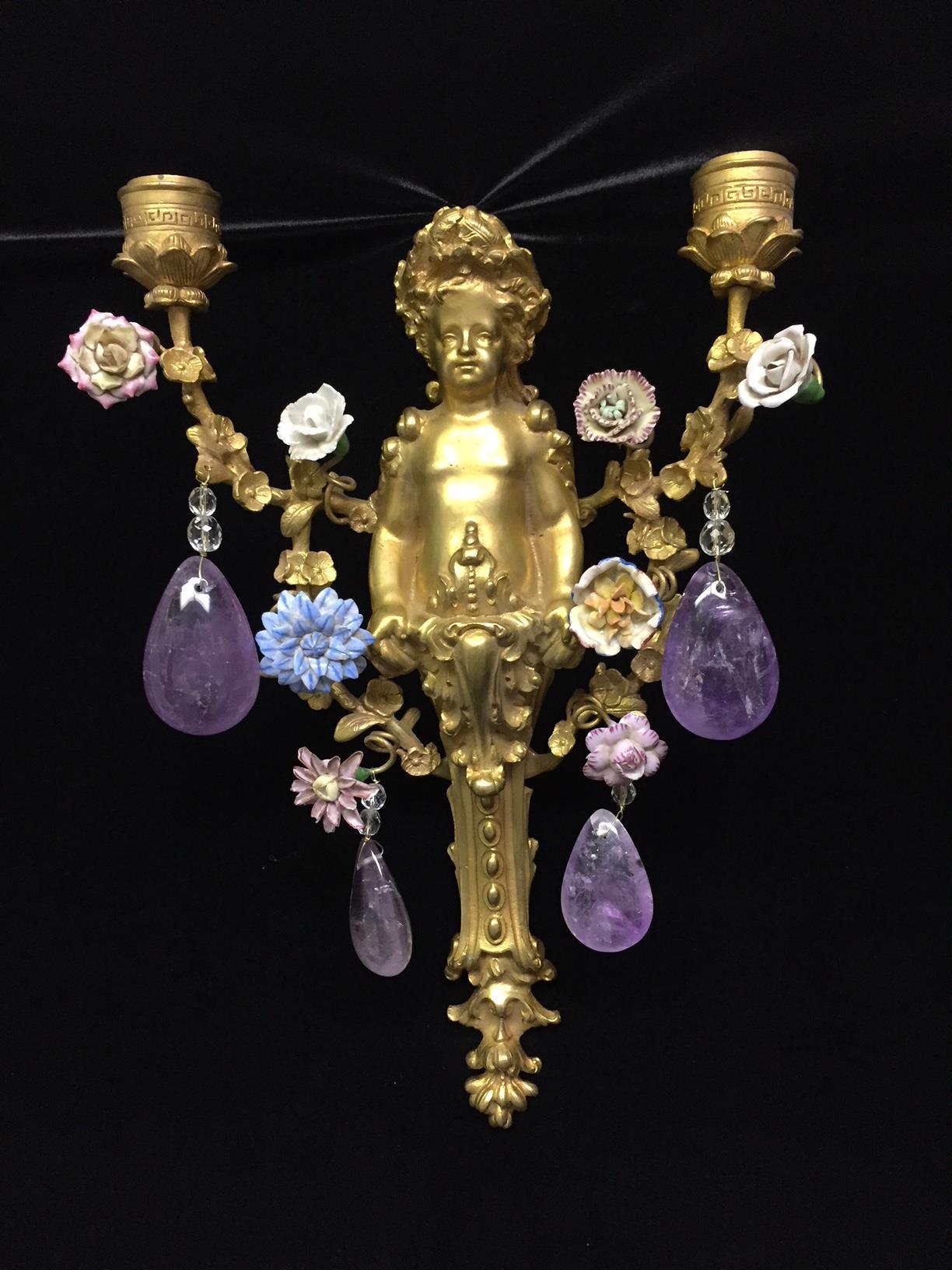 Four French Amethyst Quartz and Ormolu Sconces, 19th Century 8