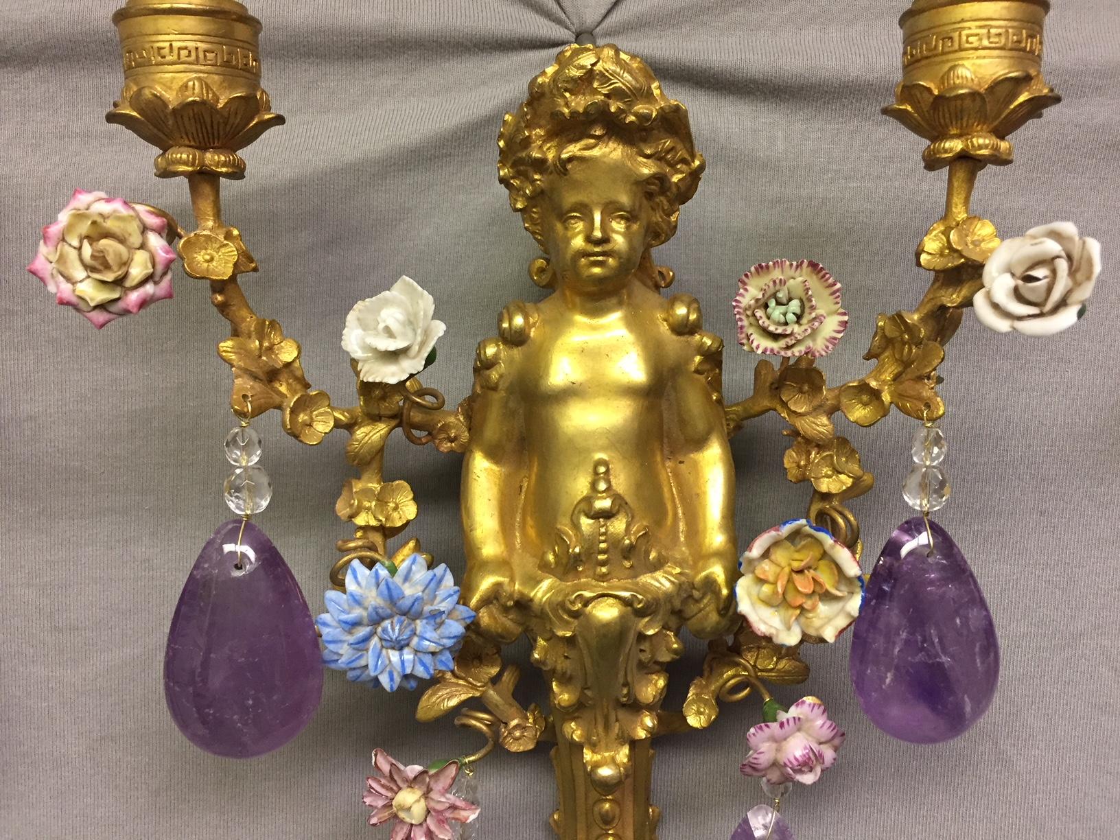 Four French Amethyst Quartz and Ormolu Sconces, 19th Century 12