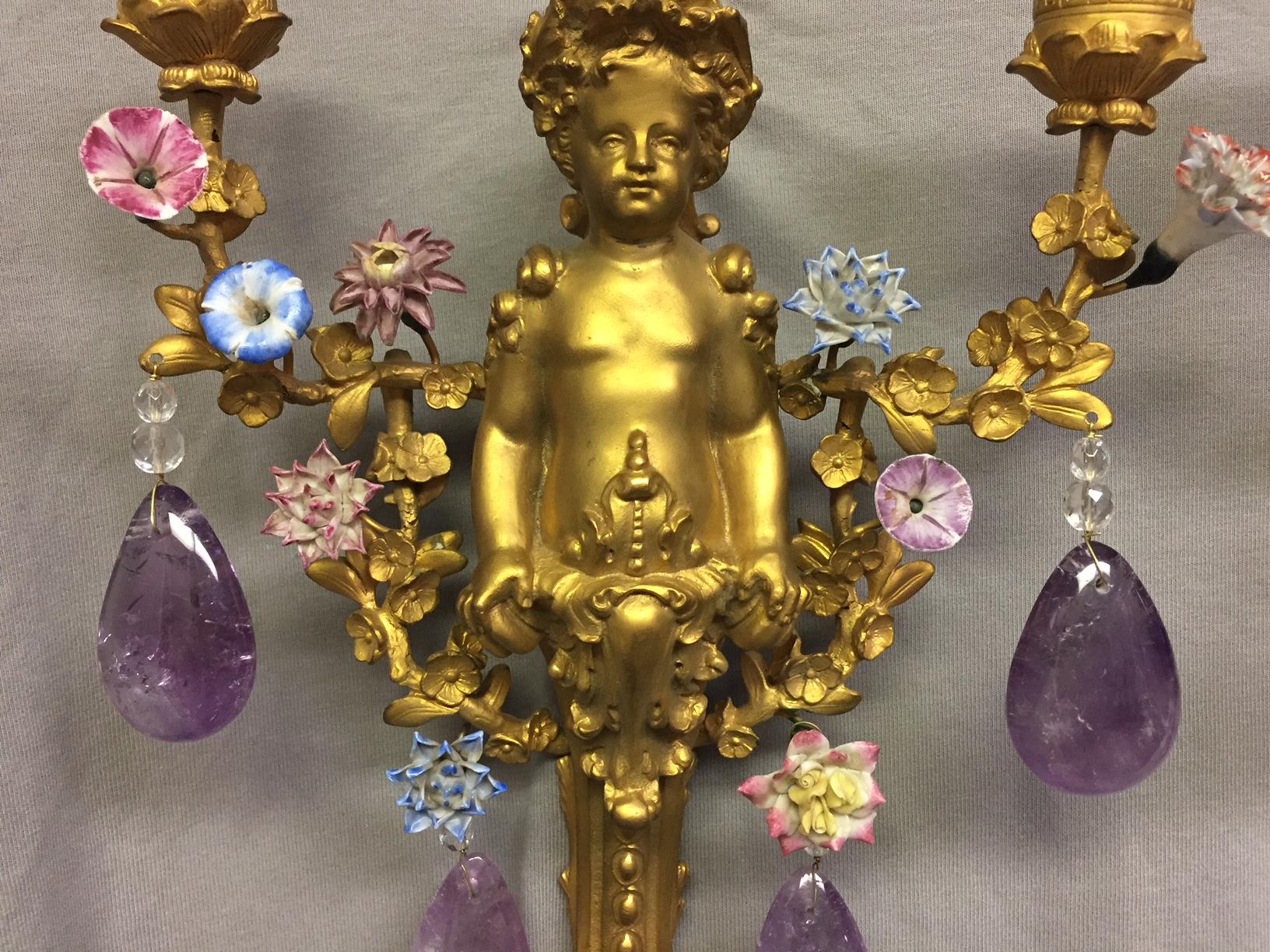 Four French Amethyst Quartz and Ormolu Sconces, 19th Century 13