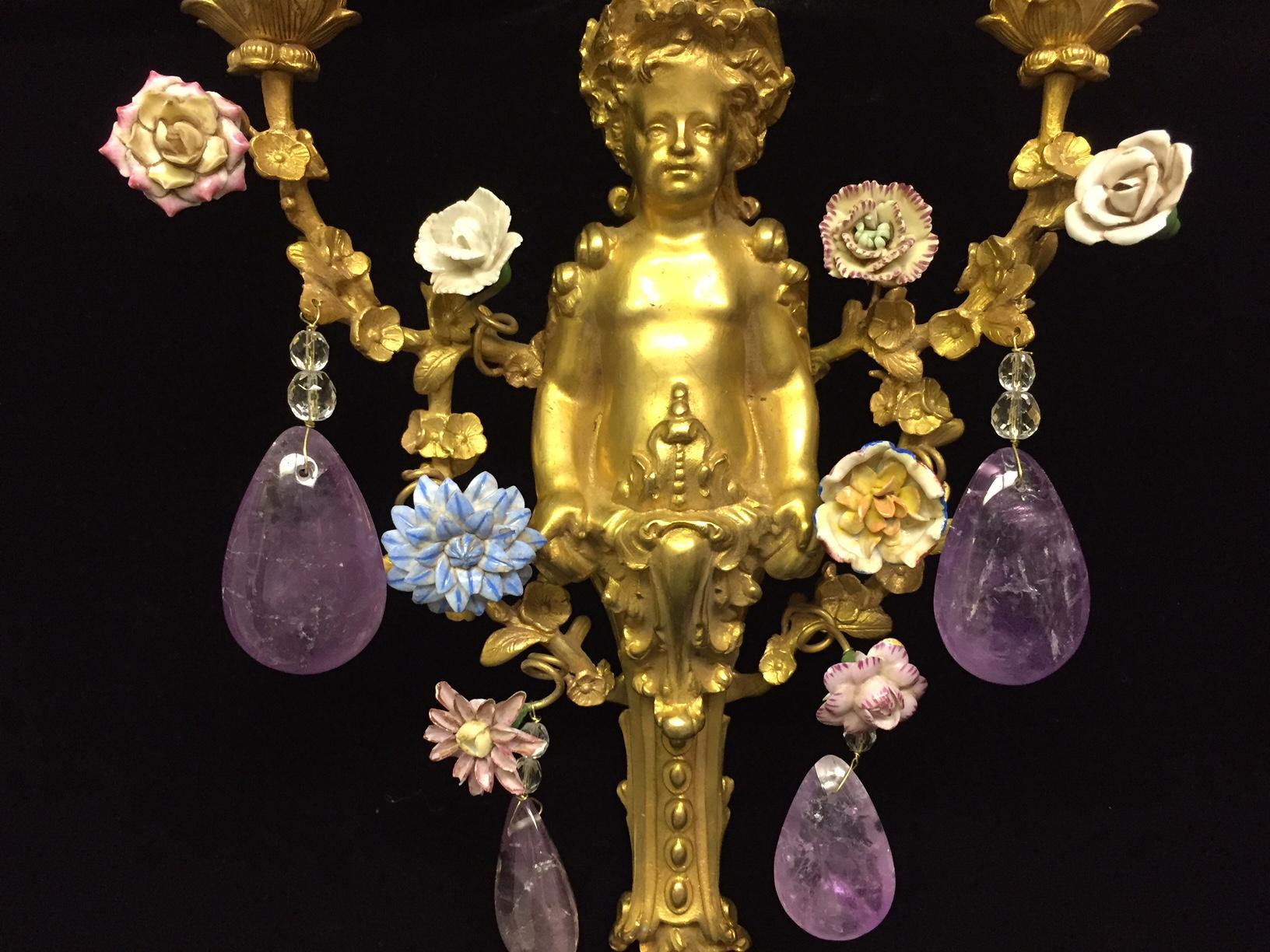 Four French Amethyst Quartz and Ormolu Sconces, 19th Century 2