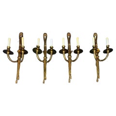 Antique Four French Bronze Wall Sconces