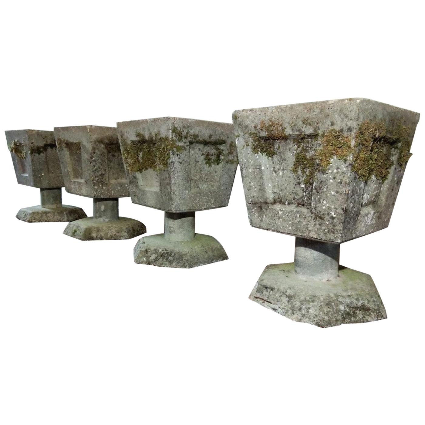 Four French Concrete Planters, circa 1950