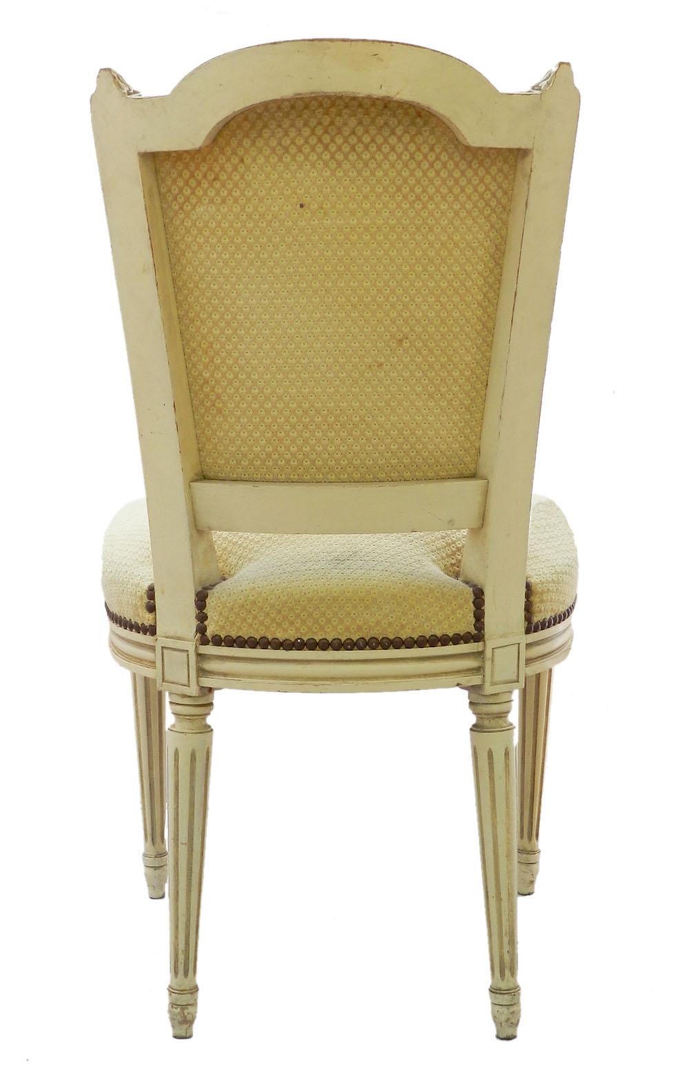 Four French Dining Chairs c1920 Louis XVI Revival Original Paint Upholstered 1