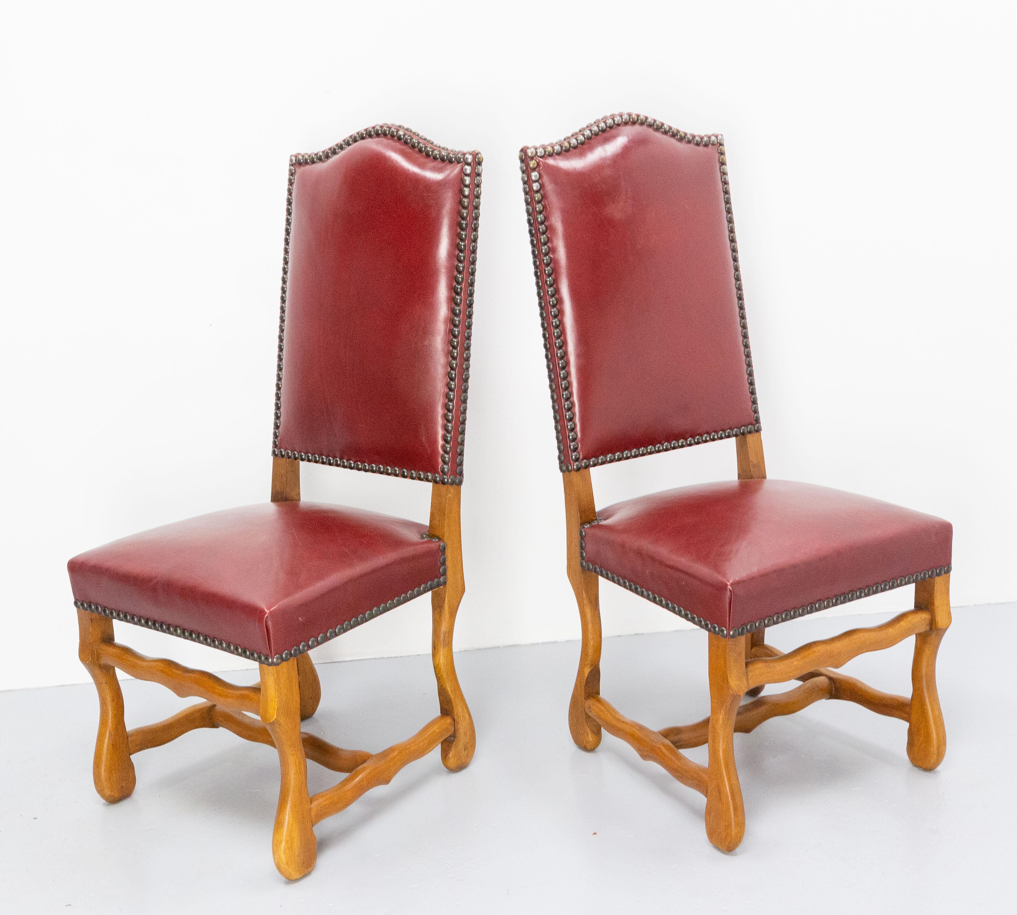 Four French Dining Chairs Oak Os De Mouton Louis XIII Style, circa 1960 For Sale 1