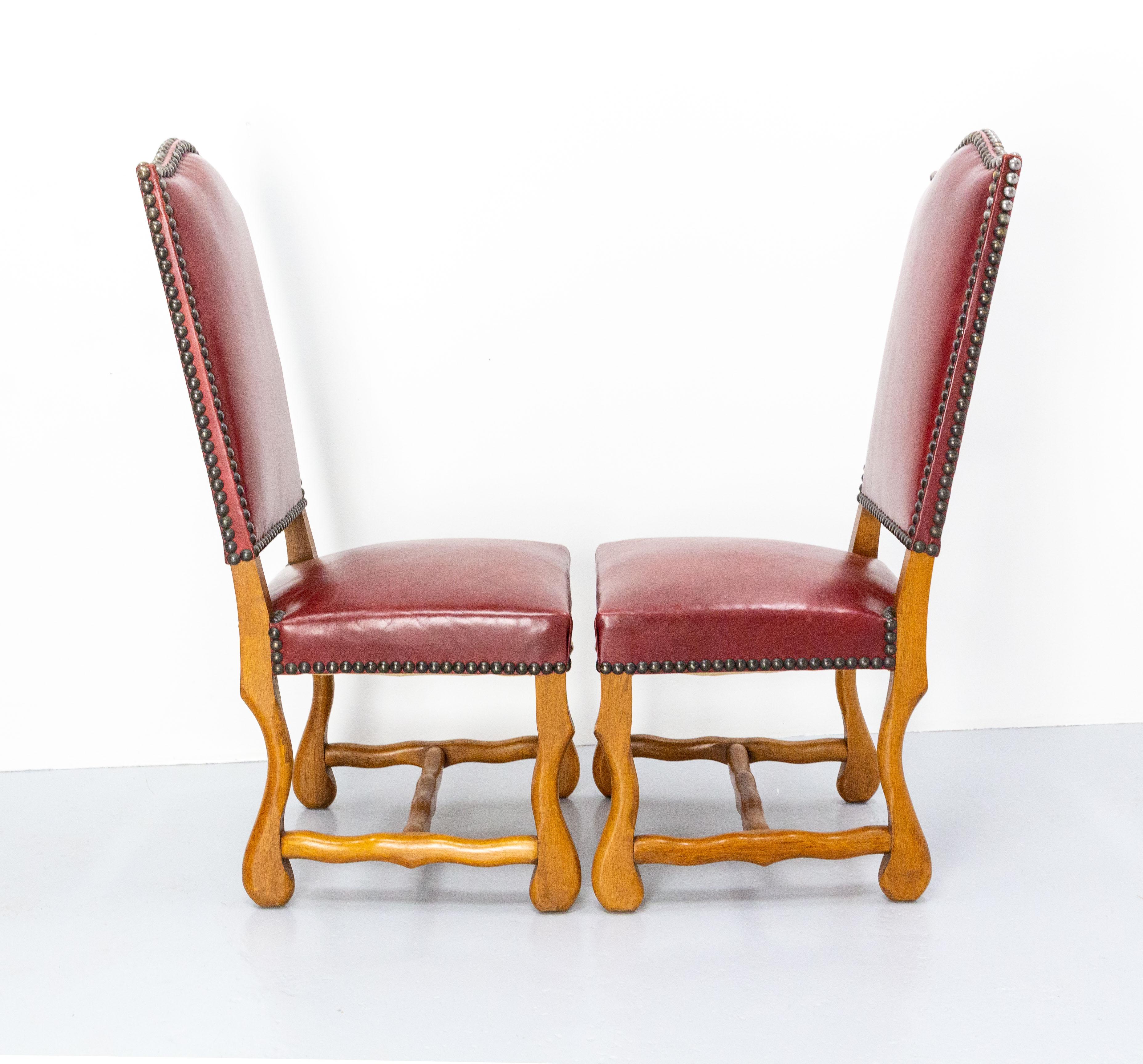 Four French Dining Chairs Oak Os De Mouton Louis XIII Style, circa 1960 For Sale 3