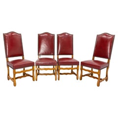Four French Dining Chairs Oak Os De Mouton Louis XIII Style, circa 1960