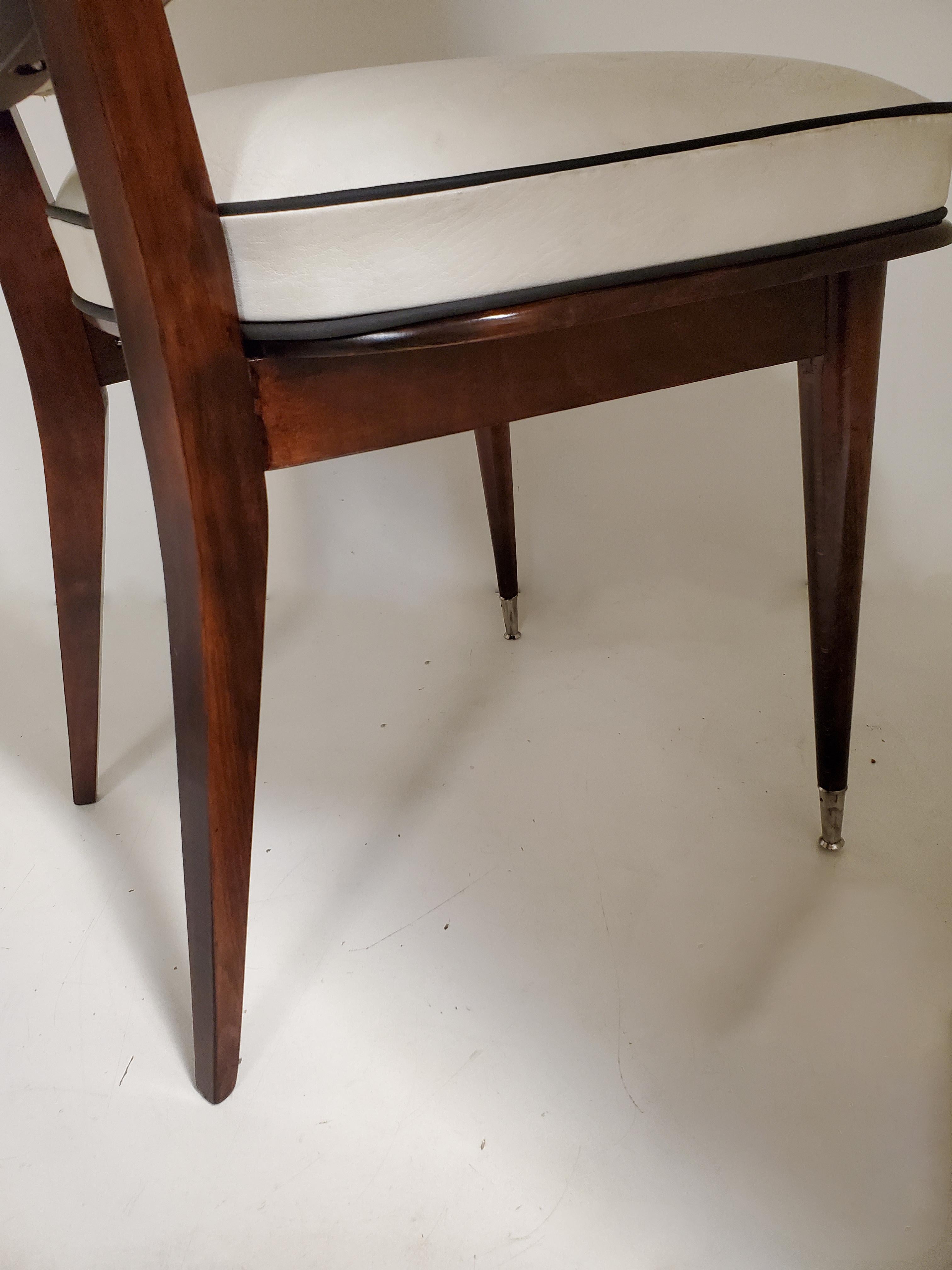 Four French Mid-Century Modern Dining / Side Chairs -Deep Mahogany Finish For Sale 12