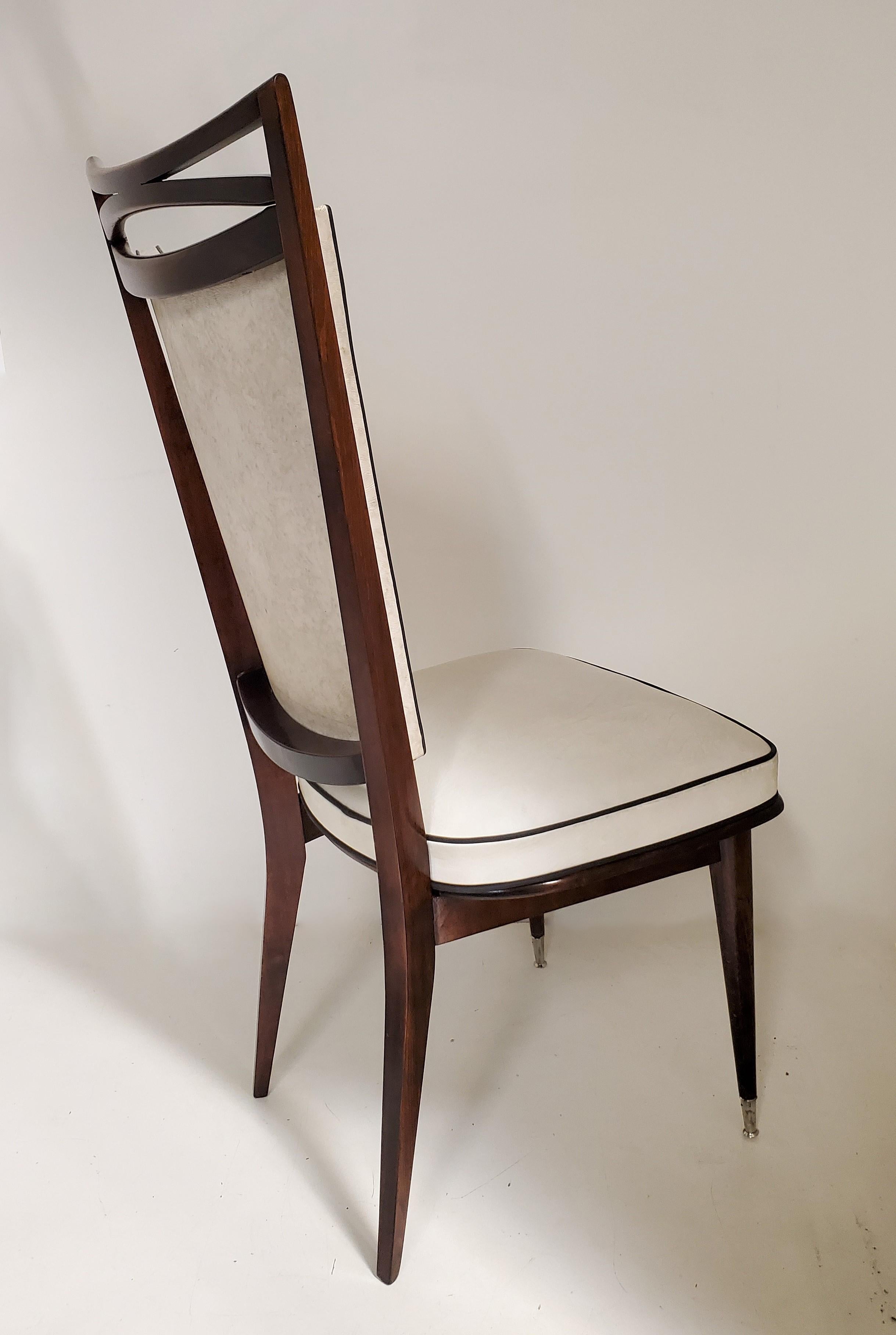 Four French Mid-Century Modern Dining / Side Chairs -Deep Mahogany Finish For Sale 2