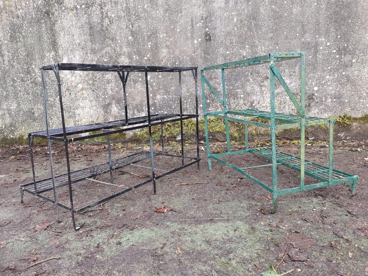 Four French Midcentury Rectangular Iron Garden Plant Pot Shelves or Stands For Sale 1