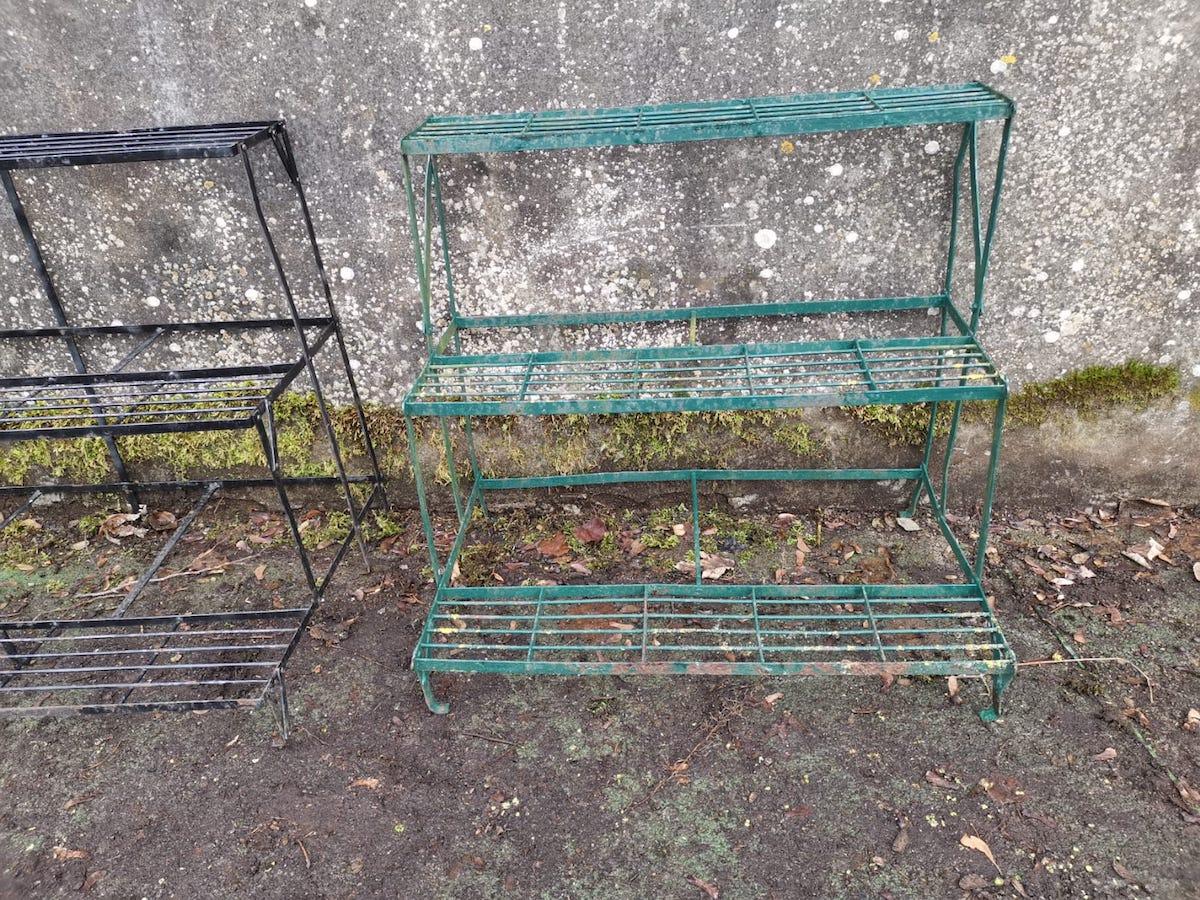 Four French Midcentury Rectangular Iron Garden Plant Pot Shelves or Stands For Sale 2