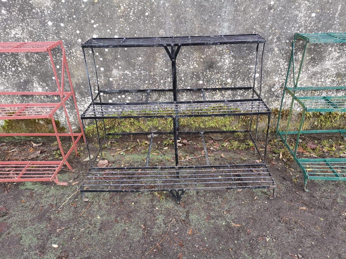 Four French Midcentury Rectangular Iron Garden Plant Pot Shelves or Stands For Sale 4