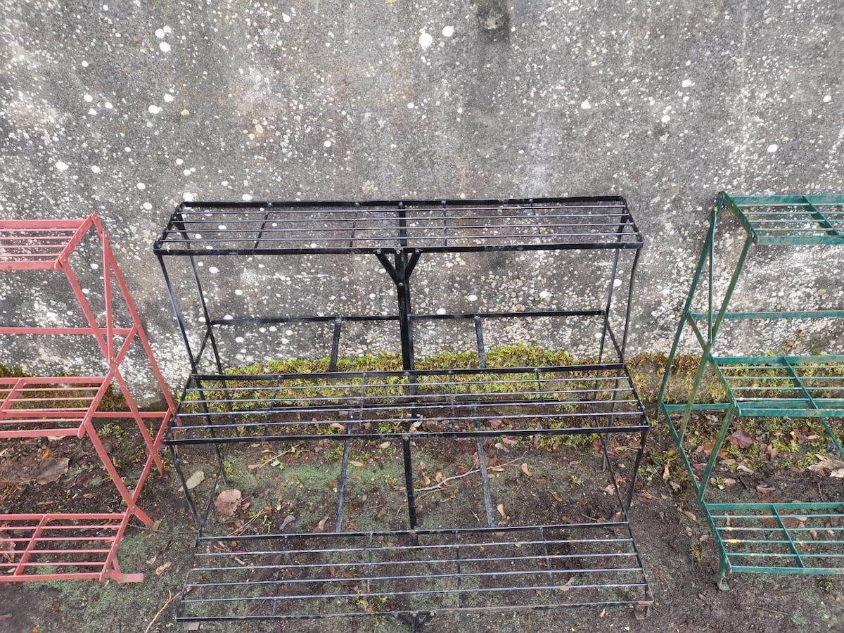 Four French Midcentury Rectangular Iron Garden Plant Pot Shelves or Stands For Sale 5