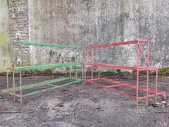 Four French Midcentury Rectangular Iron Garden Plant Pot Shelves or Stands