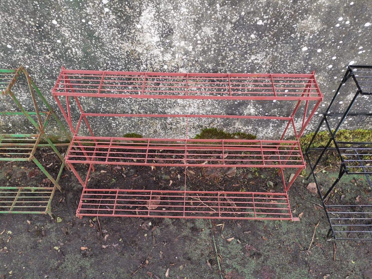 Four French Midcentury Rectangular Iron Garden Plant Pot Shelves or Stands In Good Condition For Sale In London, GB