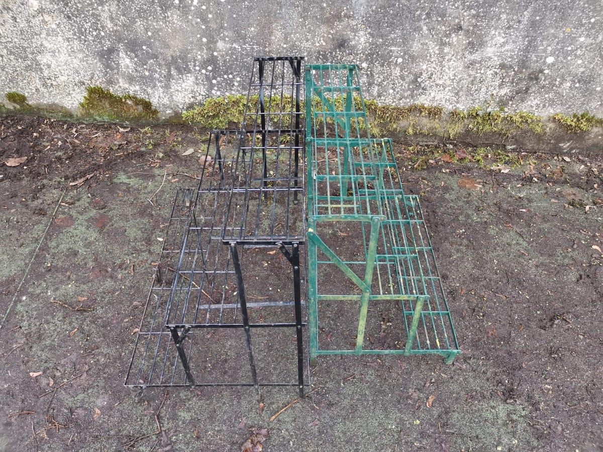 Mid-20th Century Four French Midcentury Rectangular Iron Garden Plant Pot Shelves or Stands For Sale