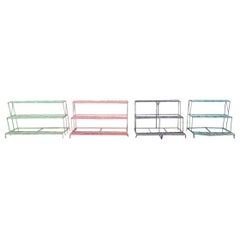 Four French Midcentury Rectangular Iron Garden Plant Pot Shelves or Stands