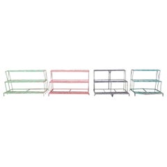 Retro Four French Midcentury Rectangular Iron Garden Plant Pot Shelves or Stands