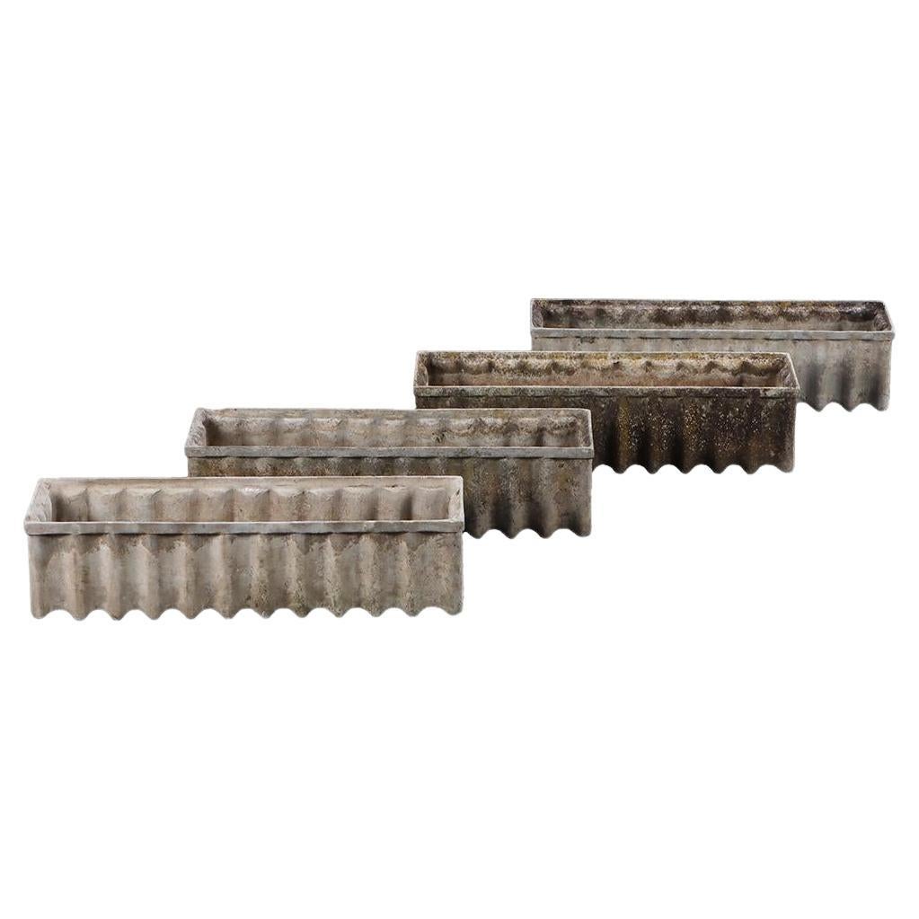 Four French modernist fibro-cement rectangular planters, C. 1975. For Sale
