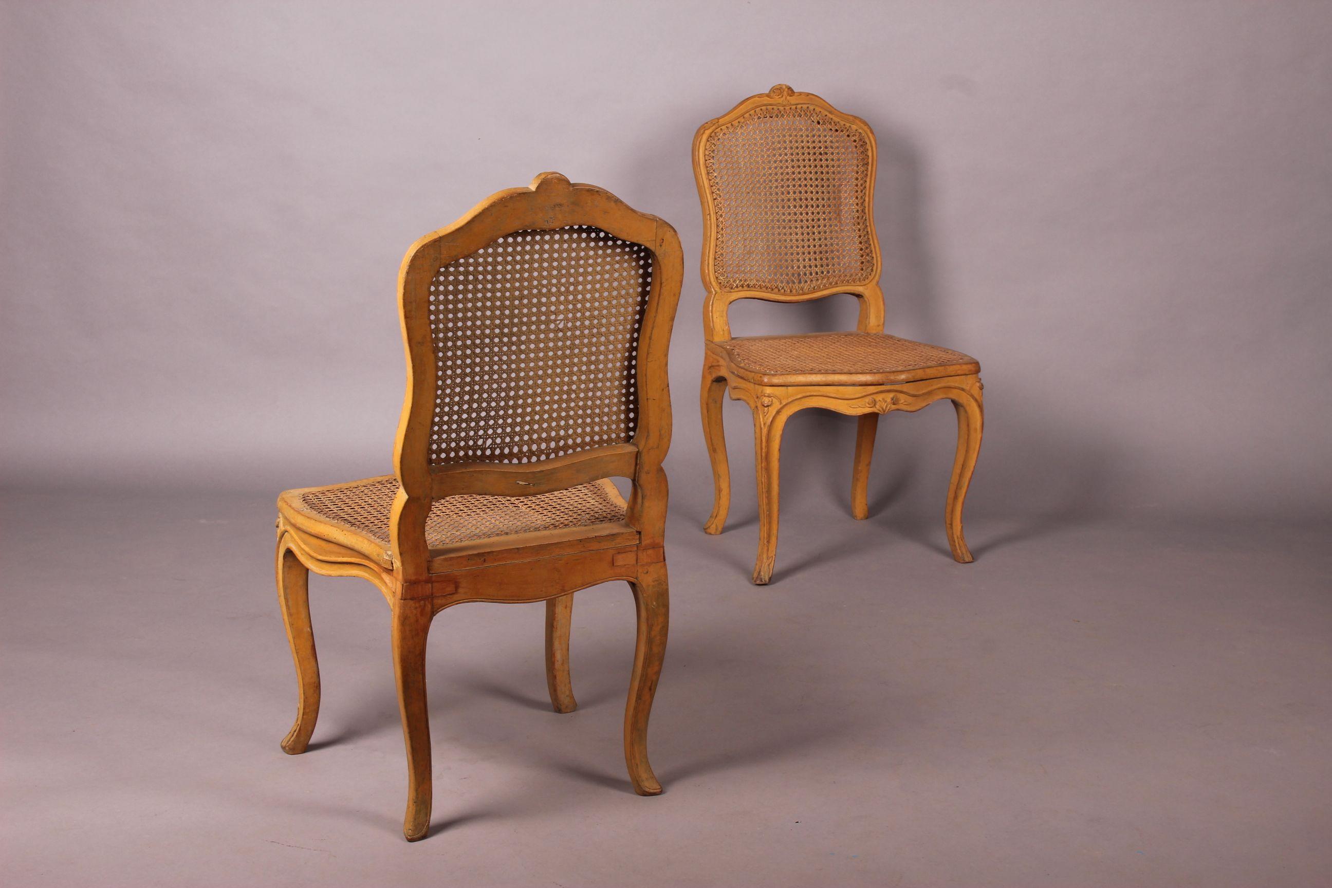 Four French Painted Louis XV Caned Provincial Chairs 4
