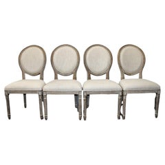 Four French Style Carved & Painted Side Chairs